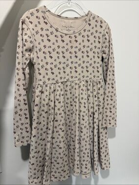 Cream Floral Long-Sleeve Kids Dress